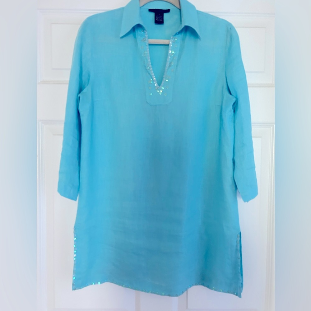 Blue 100% linen tunic